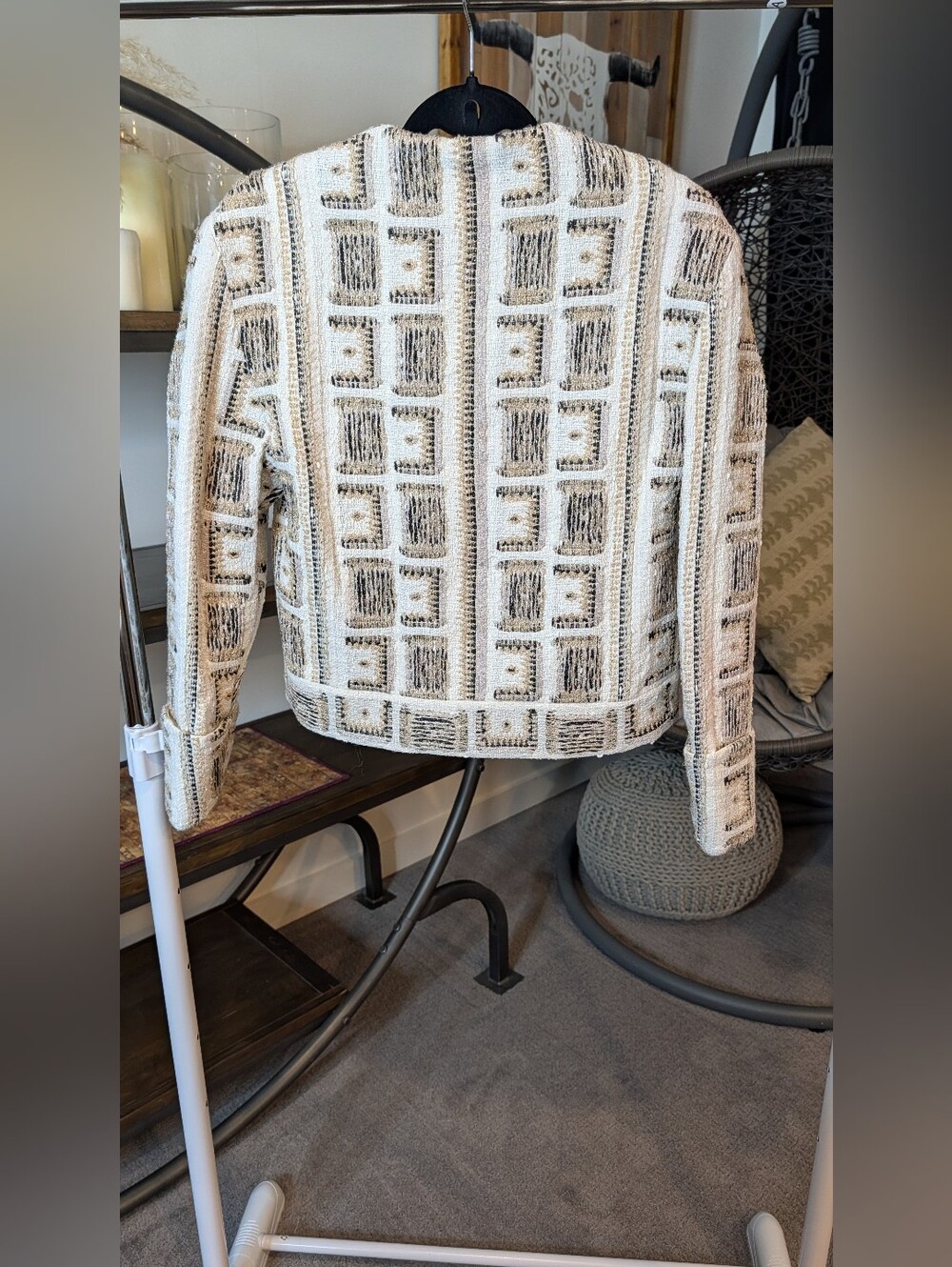 IRO White and Gold Box-Pattern Tweed Jacket - Picture 3 of 5